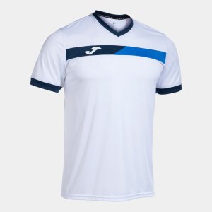 JOMA COURT SHORT SLEEVE T-SHIRT WHITE ROYAL NAVY