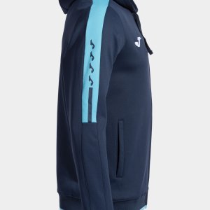 JOMA HOODED JACKET MAN OLIMPIADA NAVY BLUE FLUORESCENT TURQUOISE