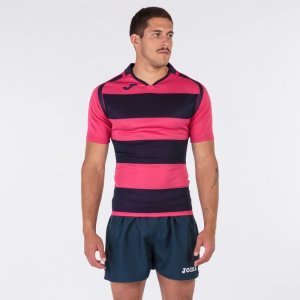 JOMA T-SHIRT RUGBY NAVY-PINK S/S