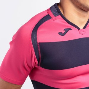JOMA T-SHIRT RUGBY NAVY-PINK S/S