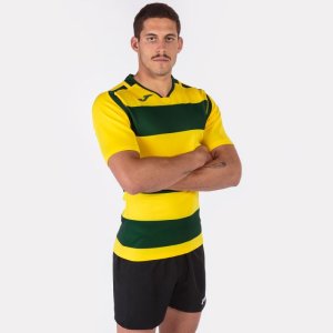 JOMA T-SHIRT RUGBY BROWN-YELLOW S/S