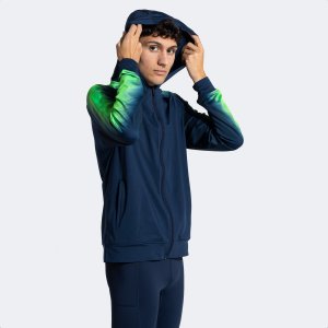 JOMA ELITE XI ZIP-UP HOODIE NAVY FLUOR GREEN