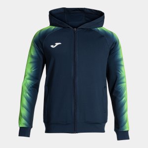 JOMA ELITE XI ZIP-UP HOODIE NAVY FLUOR GREEN