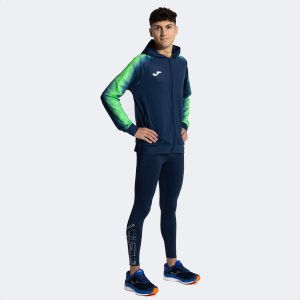 JOMA ELITE XI ZIP-UP HOODIE NAVY FLUOR GREEN