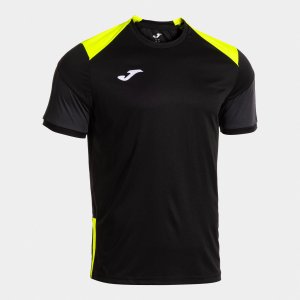 JOMA DANUBIO SHORT SLEEVE T-SHIRT BLACK FLUOR YELLOW