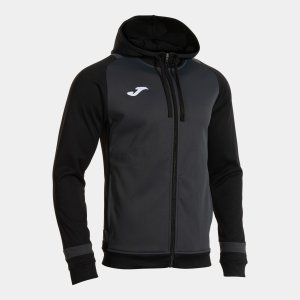 JOMA LIDER ZIP-UP HOODIE DARK GRAY BLACK