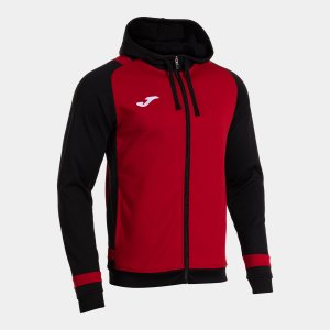 JOMA LIDER ZIP-UP HOODIE RED BLACK