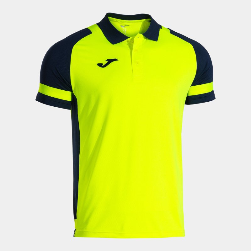 JOMA LIDER SHORT SLEEVE POLO FLUOR YELLOW NAVY BLUE