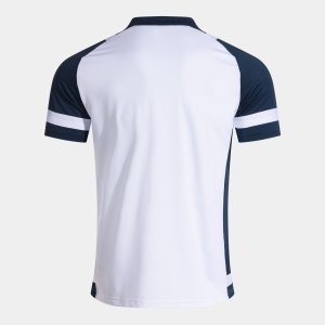 JOMA LIDER SHORT SLEEVE POLO WHITE NAVY BLUE