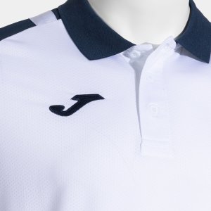 JOMA LIDER SHORT SLEEVE POLO WHITE NAVY BLUE