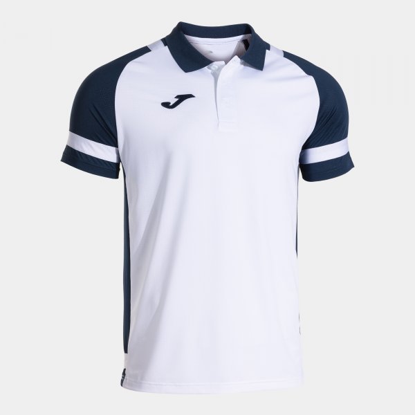 JOMA LIDER SHORT SLEEVE POLO WHITE NAVY BLUE