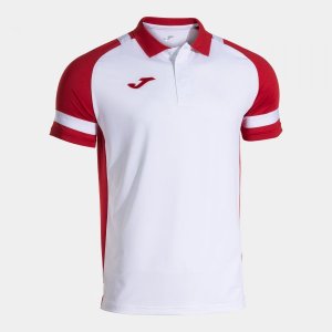 JOMA LIDER SHORT SLEEVE POLO WHITE RED