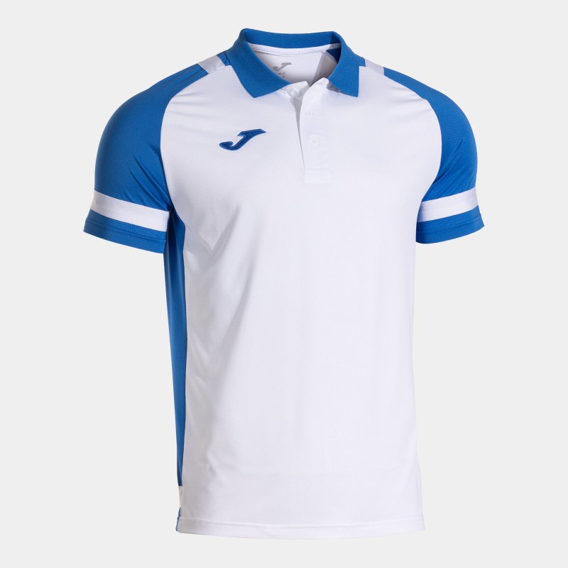 JOMA LIDER SHORT SLEEVE POLO WHITE ROYAL BLUE