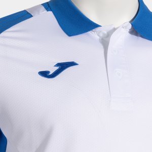 JOMA LIDER SHORT SLEEVE POLO WHITE ROYAL BLUE