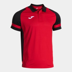 JOMA LIDER SHORT SLEEVE POLO RED BLACK