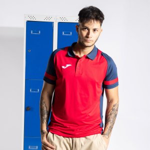 JOMA LIDER SHORT SLEEVE POLO RED NAVY BLUE