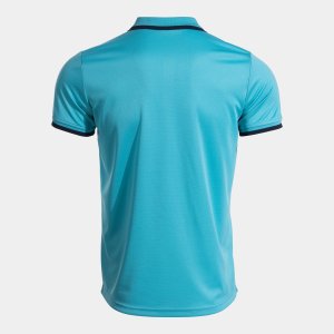 JOMA COMBI PREMIUM SHORT SLEEVE POLO FLUOR TURQUOISE DARK NAVY