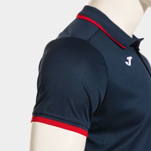 JOMA COMBI PREMIUM SHORT SLEEVE POLO NAVY BLUE RED