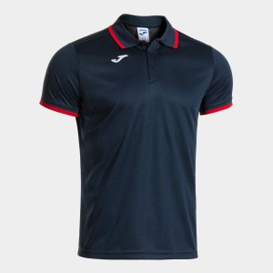 JOMA COMBI PREMIUM SHORT SLEEVE POLO NAVY BLUE RED