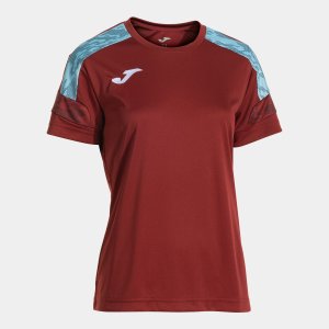 JOMA CHAMPIONSHIP VIII SHORT SLEEVE T-SHIRT BURGUNDY SKY BLUE