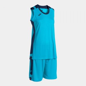 JOMA LIDER BASKET SET FLUOR TURQUOISE DARK NAVY