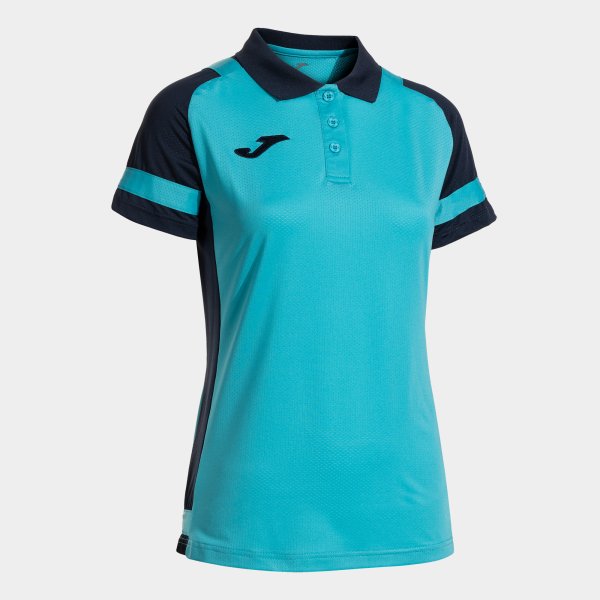 JOMA LIDER SHORT SLEEVE POLO FLUOR TURQUOISE NAVY BLUE