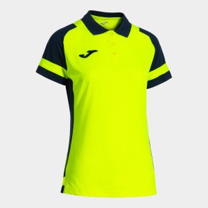 JOMA LIDER SHORT SLEEVE POLO FLUOR YELLOW NAVY BLUE