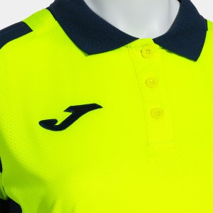 JOMA LIDER SHORT SLEEVE POLO FLUOR YELLOW NAVY BLUE