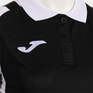 JOMA LIDER SHORT SLEEVE POLO BLACK WHITE
