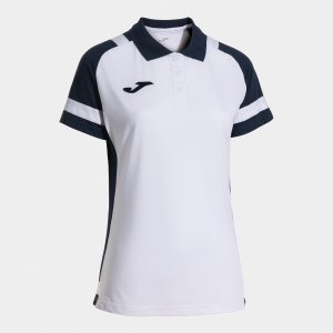 JOMA LIDER SHORT SLEEVE POLO WHITE NAVY BLUE