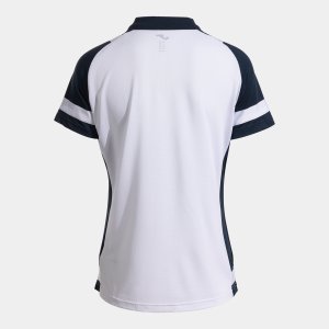 JOMA LIDER SHORT SLEEVE POLO WHITE NAVY BLUE