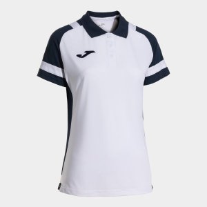 JOMA LIDER SHORT SLEEVE POLO WHITE NAVY BLUE