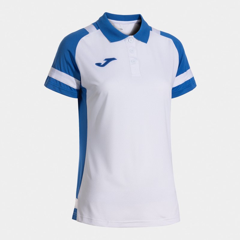 JOMA LIDER SHORT SLEEVE POLO WHITE ROYAL BLUE