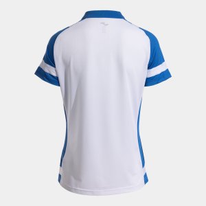 JOMA LIDER SHORT SLEEVE POLO WHITE ROYAL BLUE
