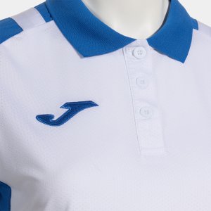 JOMA LIDER SHORT SLEEVE POLO WHITE ROYAL BLUE