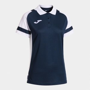 JOMA LIDER SHORT SLEEVE POLO NAVY BLUE WHITE