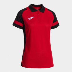 JOMA LIDER SHORT SLEEVE POLO RED BLACK