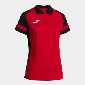 JOMA LIDER SHORT SLEEVE POLO RED BLACK