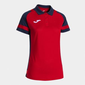 JOMA LIDER SHORT SLEEVE POLO RED NAVY BLUE