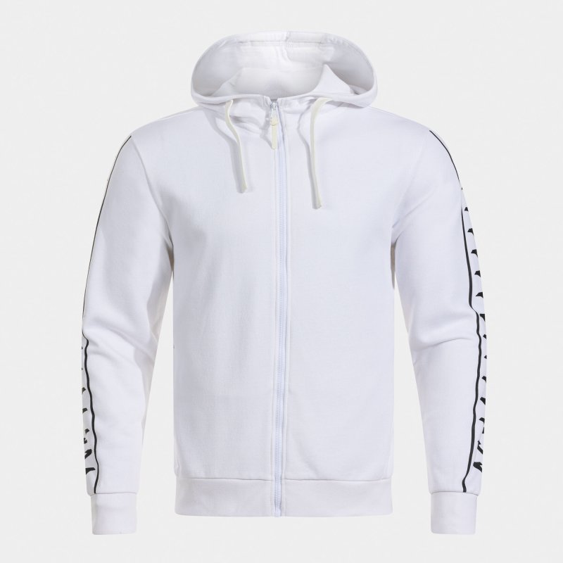 JOMA ICONO STREET ZIP-UP HOODIE WHITE BLACK