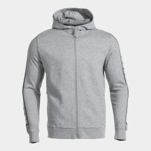 JOMA ICONO STREET ZIP-UP HOODIE LIGHT GRAY BLACK