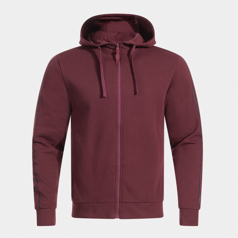 JOMA ICONO STREET ZIP-UP HOODIE BURGUNDY BLACK