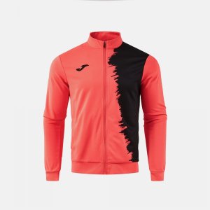 JOMA CITY III FULL ZIP SWEATSHIRT FLUOR CORAL BLACK