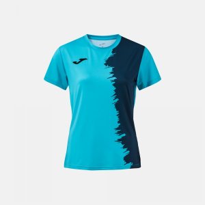 JOMA CITY III SHORT SLEEVE T-SHIRT FLUOR TURQUOISE DARK NAVY