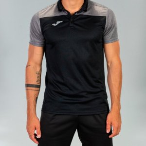 JOMA POLO SHIRT COMBI BLACK-GREY S/S