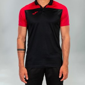 JOMA POLO SHIRT COMBI BLACK-RED S/S