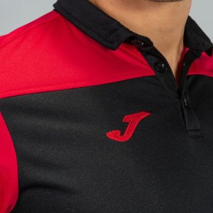 JOMA POLO SHIRT COMBI BLACK-RED S/S