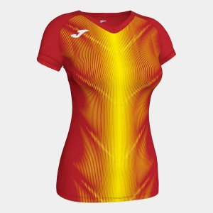 JOMA OLIMPIA T-SHIRT RED-YELLOW S/S WOMAN