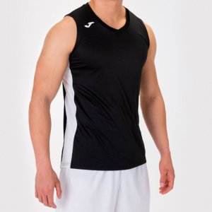 JOMA CANCHA III T-SHIRT WHITE-BLACK SLEEVELESS