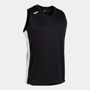 JOMA CANCHA III T-SHIRT WHITE-BLACK SLEEVELESS